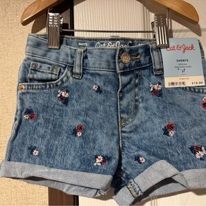 Cat & Jack Denim Shorts with Floral Embroidery